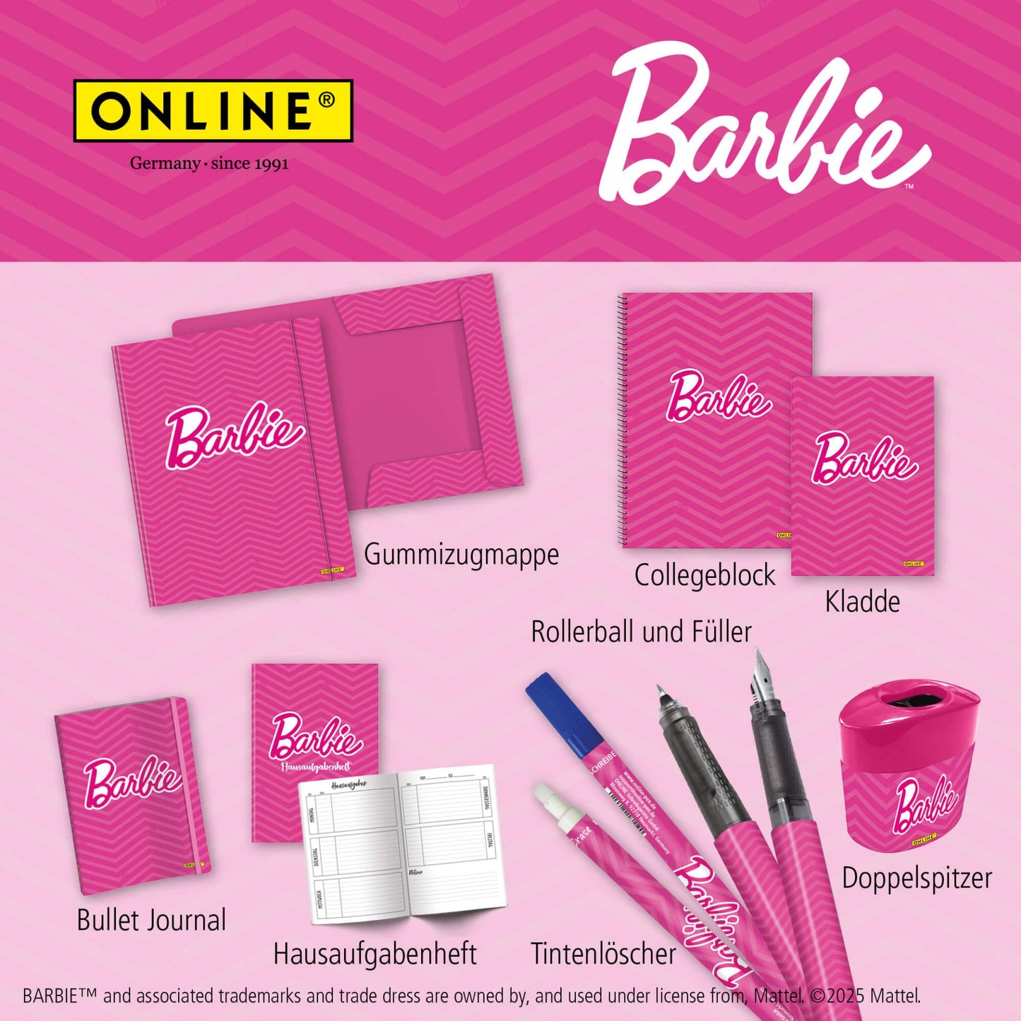 ONLINE College Rollerpen Barbie - Tintenroller mit 0,5 mm Kugel