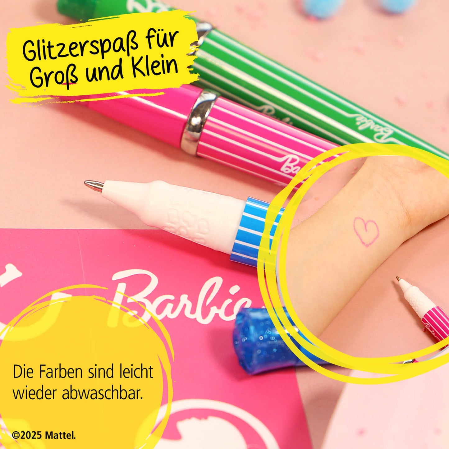 Barbie Body Tattoo Pens 3er Set - Glitzer Stifte für Kinder