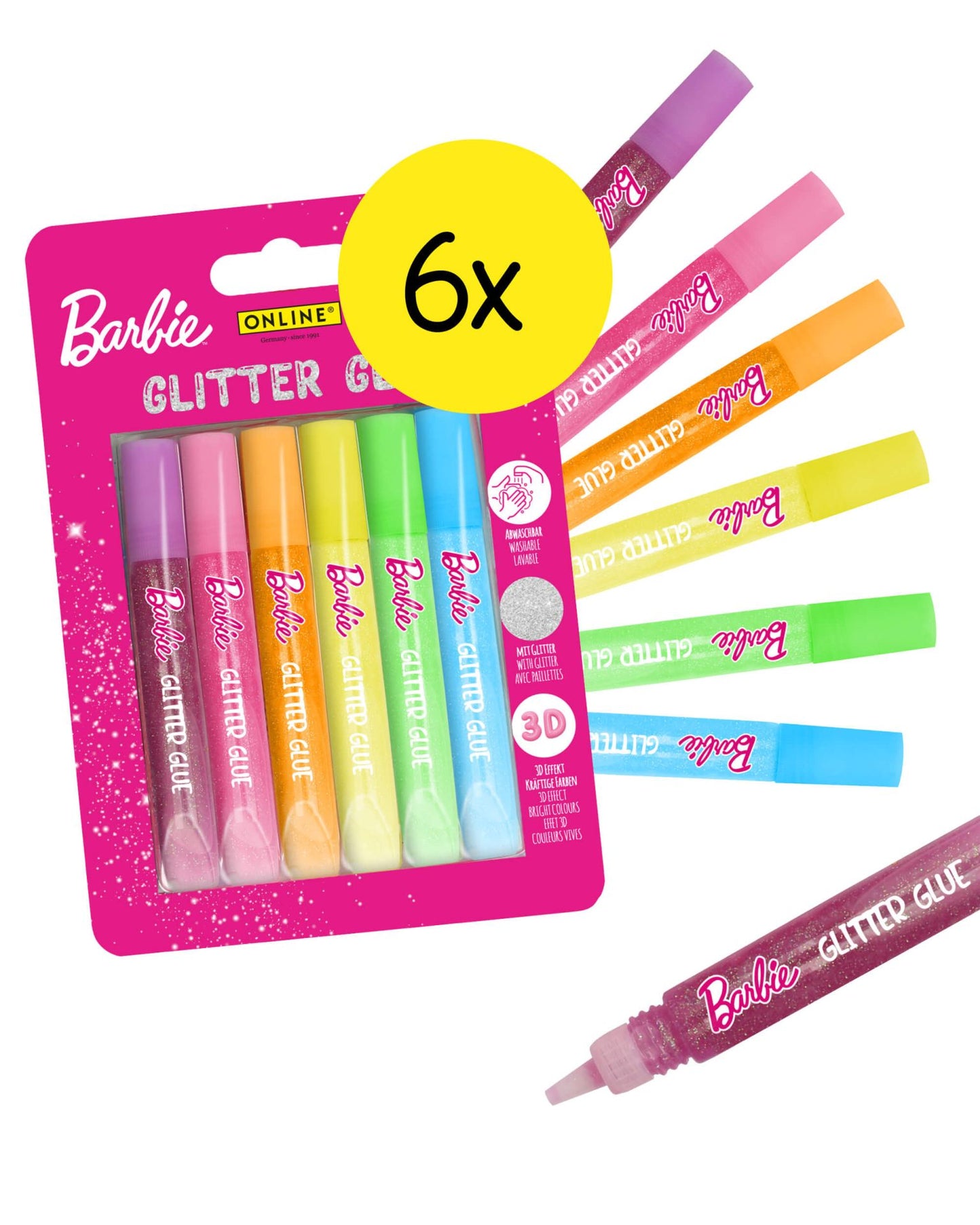 Barbie Glitter Glue 6er-Set - Glitzer Kleber für Kinder