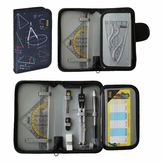 Idena Zirkeletui Geometrie-Set 11-teilig - Professionelles Schulzirkel-Set