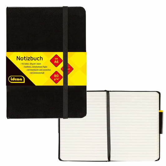 Idena Notizbuch Premium 80g/m² liniert schwarz DIN A6