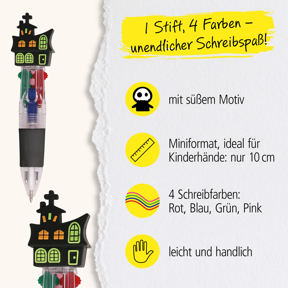 ONLINE Mini 4-Farb-Kugelschreiber Gruselmotiv – Motiv zufällig