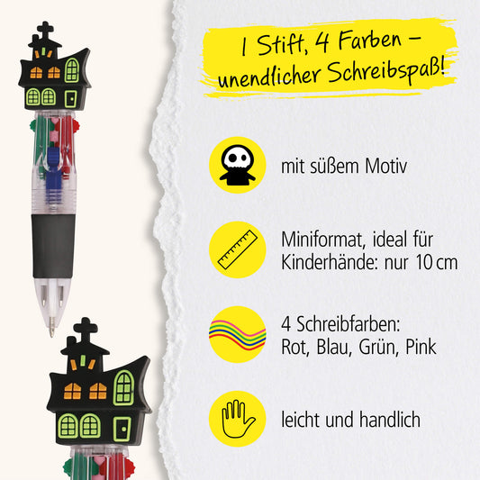ONLINE Mini 4-Farb-Kugelschreiber Gruselmotiv – Motiv zufällig