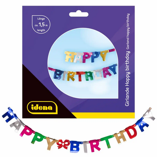 Idena Girlande „Happy Birthday“ 1,55 m Geburtstagsdeko