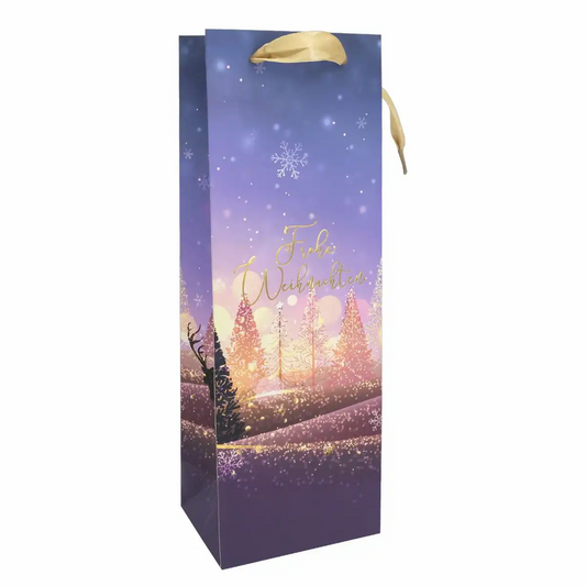 Idena Flaschentasche Weihnachten lila 12x36x9cm