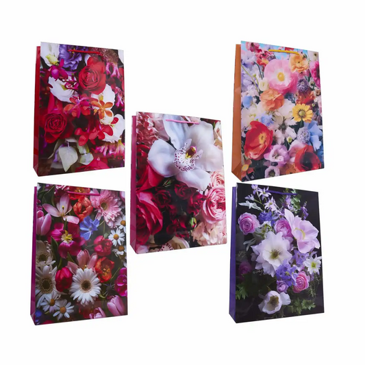Idena Geschenktasche Blumen glänzend 25x34x8,5cm