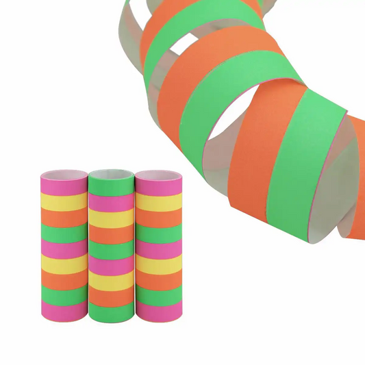 Idena Luftschlangen Neon 3er Set – je 4 m, 9 Abrisse