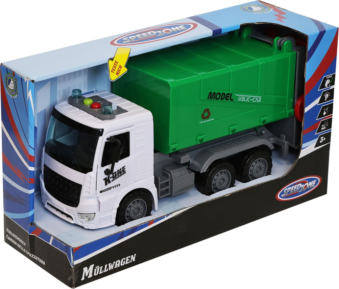 SZ Müllwagen 31cm mit Friktionsantrieb - Speedzone Spielzeugfahrzeug