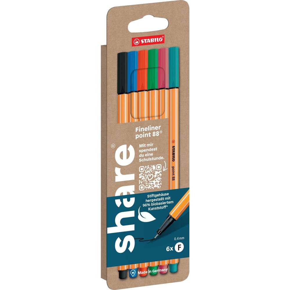 STABILO share Fineliner 6er-Set, 0,4 mm, 6 Farben