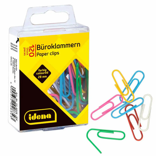Idena Büroklammern Metall kunststoffummantelt mehrfarbig - 120 Stück