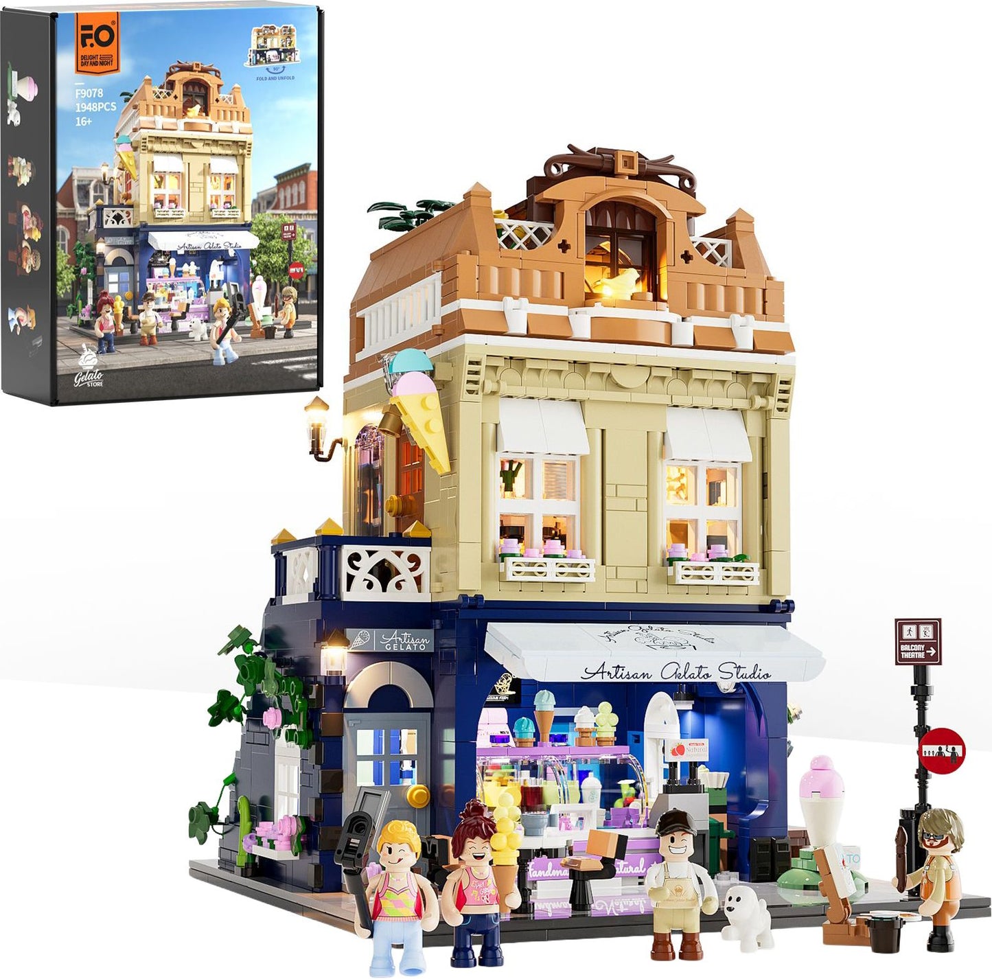 Lumibricks Eisdiele Klemmbausteine 1948 Teile mit LED