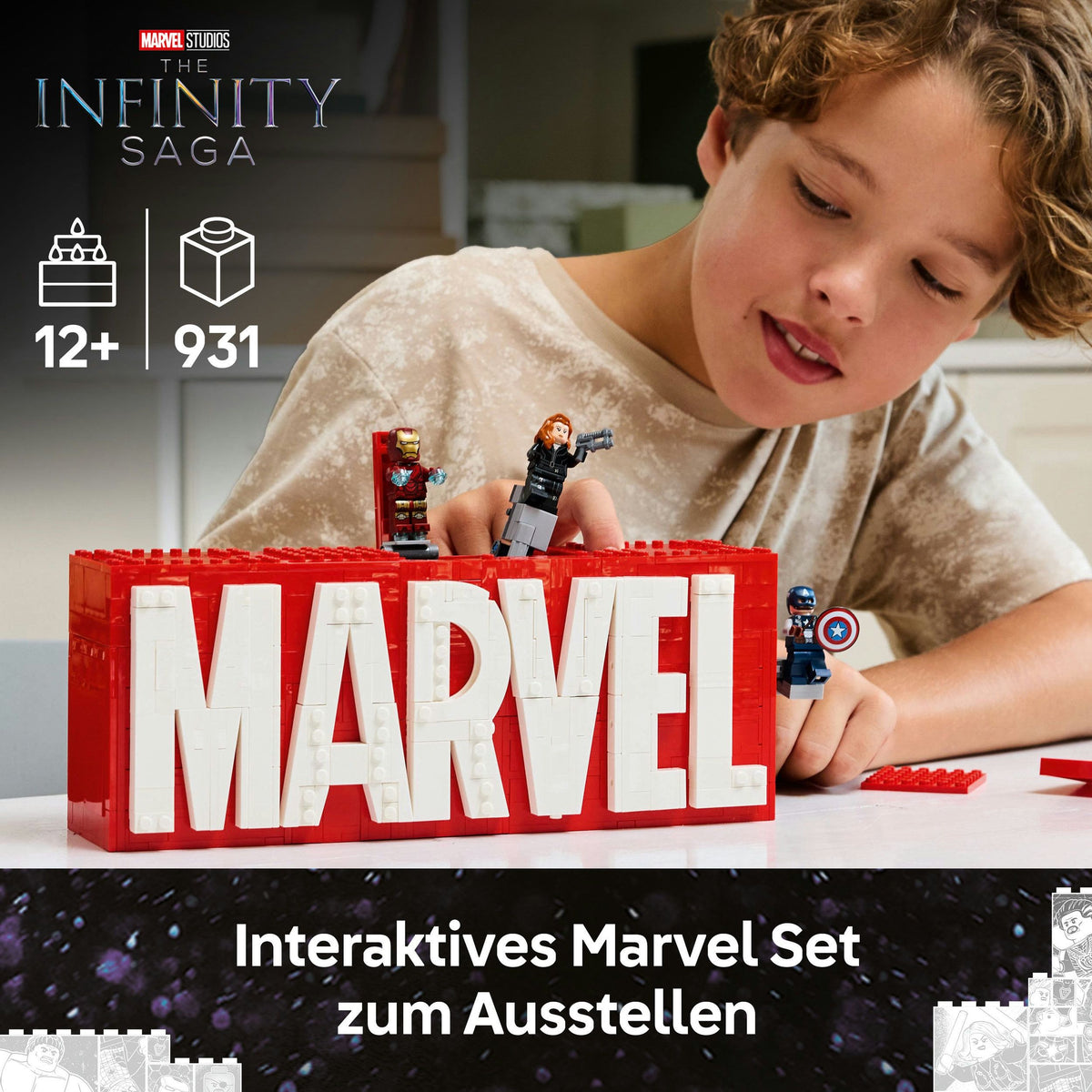 LEGO Marvel 76313 MARVEL Logo & Minifiguren, 931 Teile