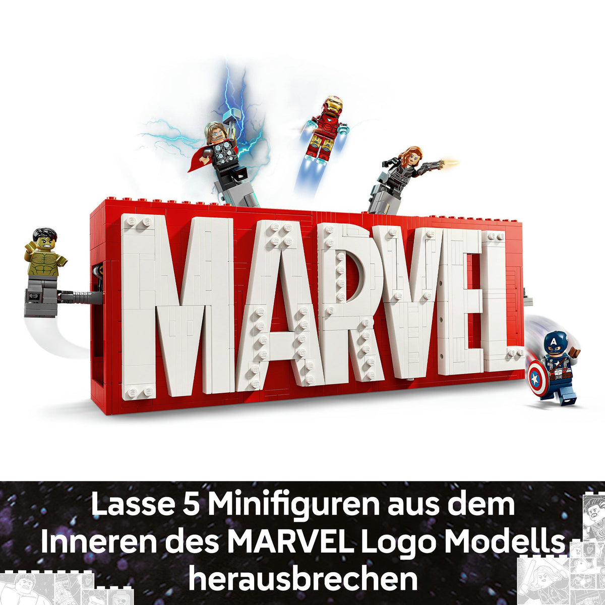 LEGO Marvel 76313 MARVEL Logo & Minifiguren, 931 Teile