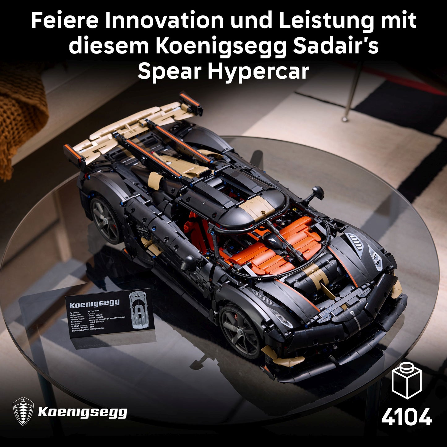 LEGO Technic Koenigsegg Sadair’s Spear Hypercar, 4.104 Teile