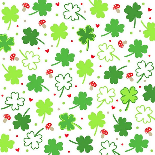 Servietten Lucky Day 25x25cm 20 Stk. weiß/grün 3-lagig