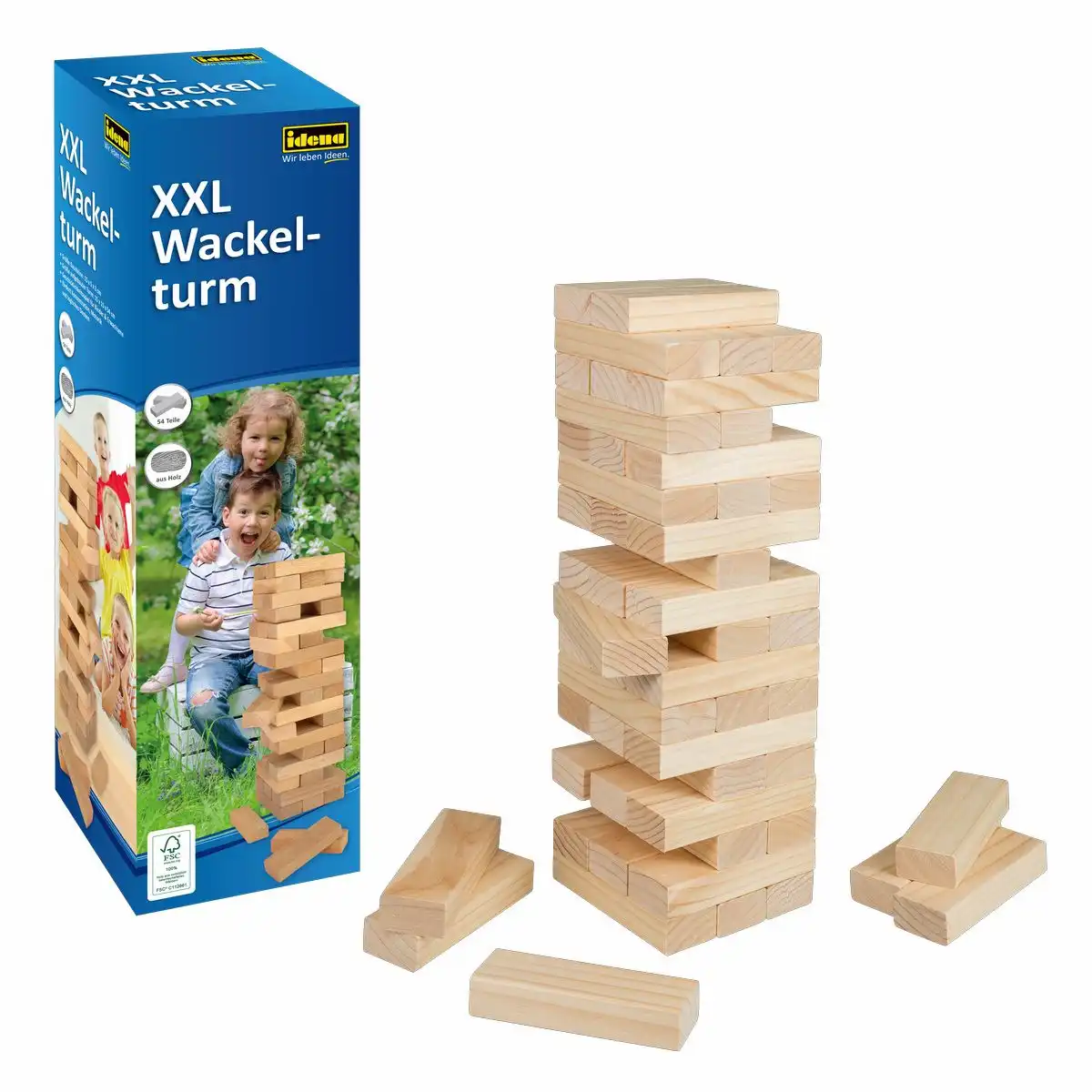 Idena Wackelturm XXL 54 Teile Holz – ab 4 Jahren