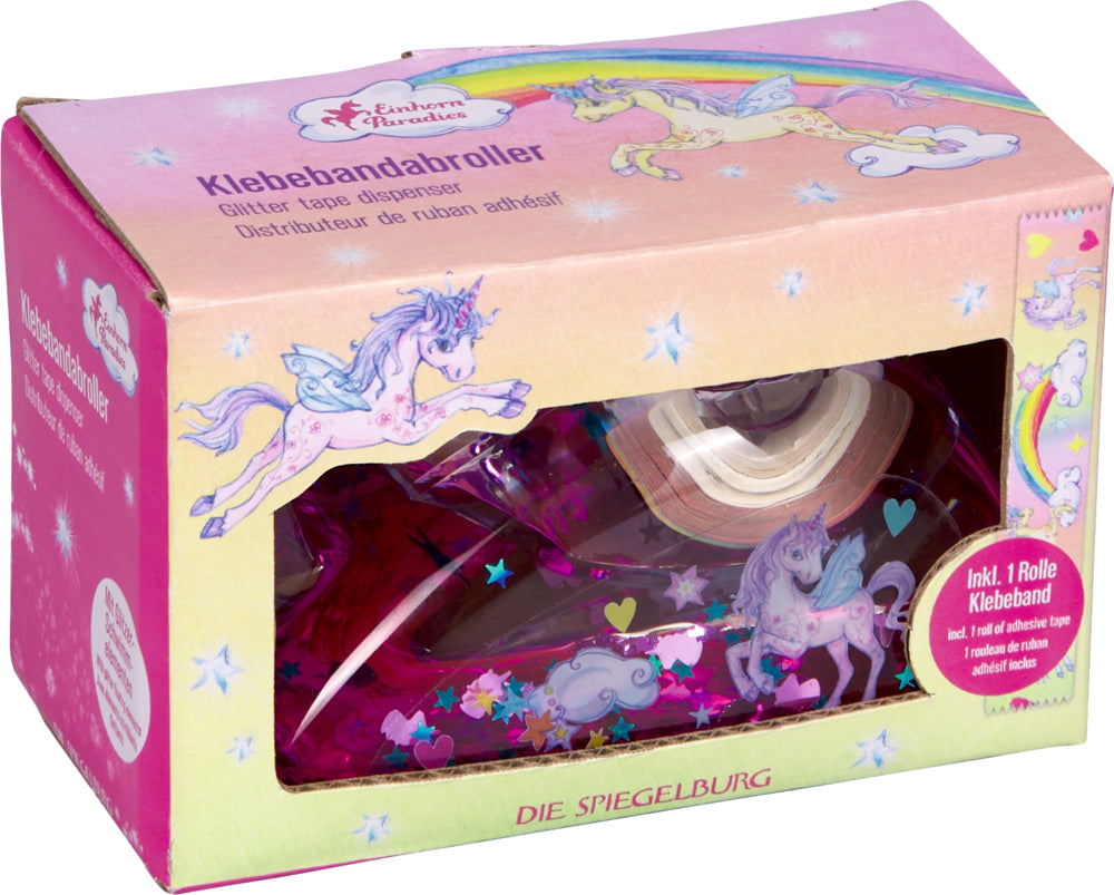 Klebebandabroller Einhorn-Paradies mit Glitzer & Pailletten