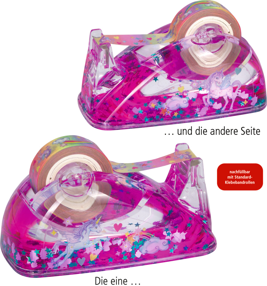 Klebebandabroller Einhorn-Paradies mit Glitzer & Pailletten