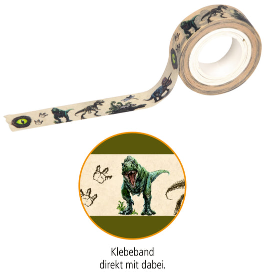 Klebebandabroller T-Rex World – Glitter & Pailletten, inkl. Band