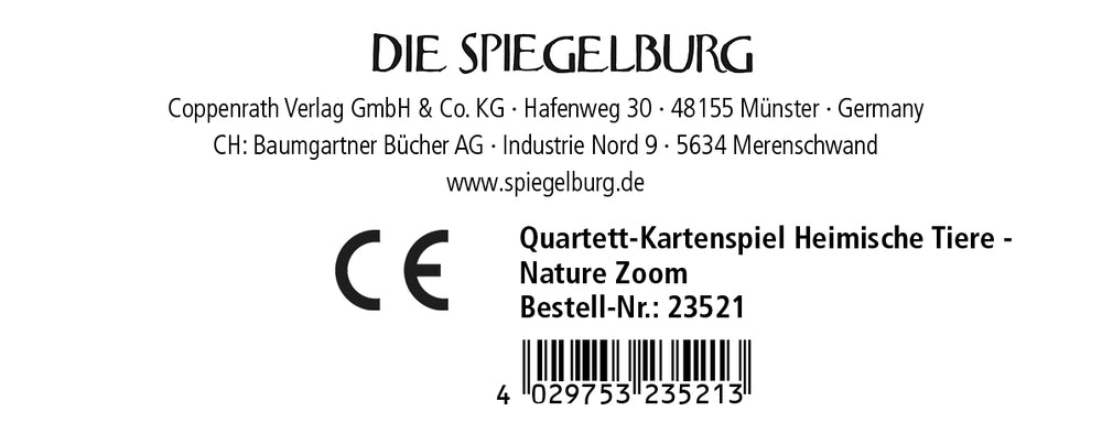 Spiegelburg Nature Zoom Quartett Heimische Tiere 32 Karten