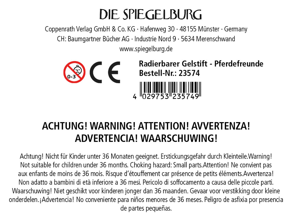 Spiegelburg Pferdefreunde Radierbarer Gelstift 0,7 mm lila