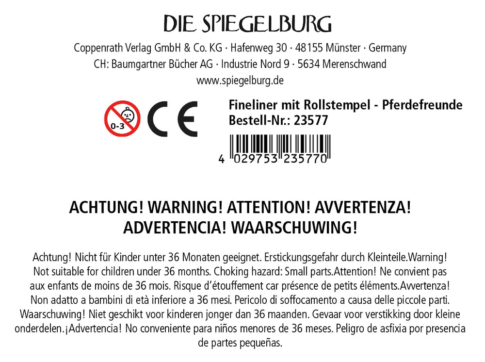 Spiegelburg Pferdefreunde Fineliner mit Rollstempel 5er
