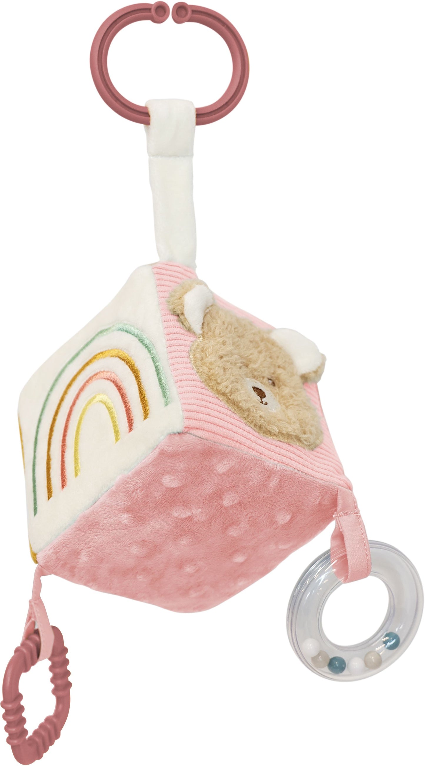 SpielMaus Baby Activity-Würfel Bär rosa, 11x11 cm