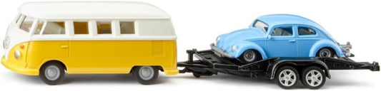 siku 2567 VW T1 Samba 1:50 mit Transport-Anhänger und VW Käfer - Klassiker-Set im Maßstab 1:50