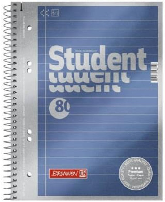 5x BRUNNEN Collegeblöcke Student Premium A5 liniert - Perfekt für Studium & Schule