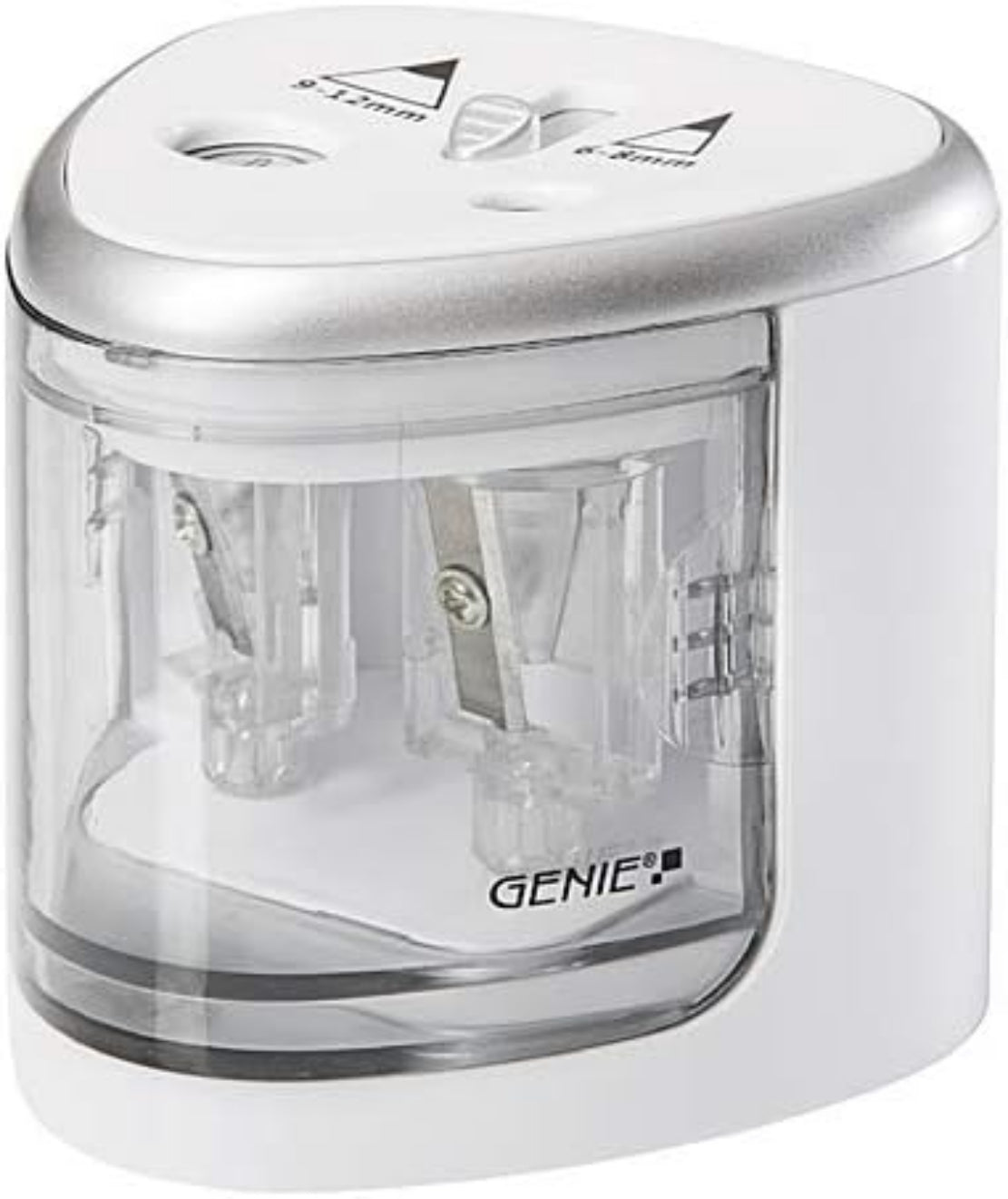 Genie PS 120 elektrischer Bleistiftspitzer, geeignet für alle Bleistifte, Wachsmalstifte & Eyeliner in Standardgröße, Doppelspitzer Stifte von 6-8 mm (Normal) & 9-12 mm (Jumbo)