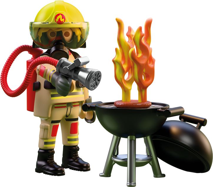 Feuerwehrmann mit Brandherd