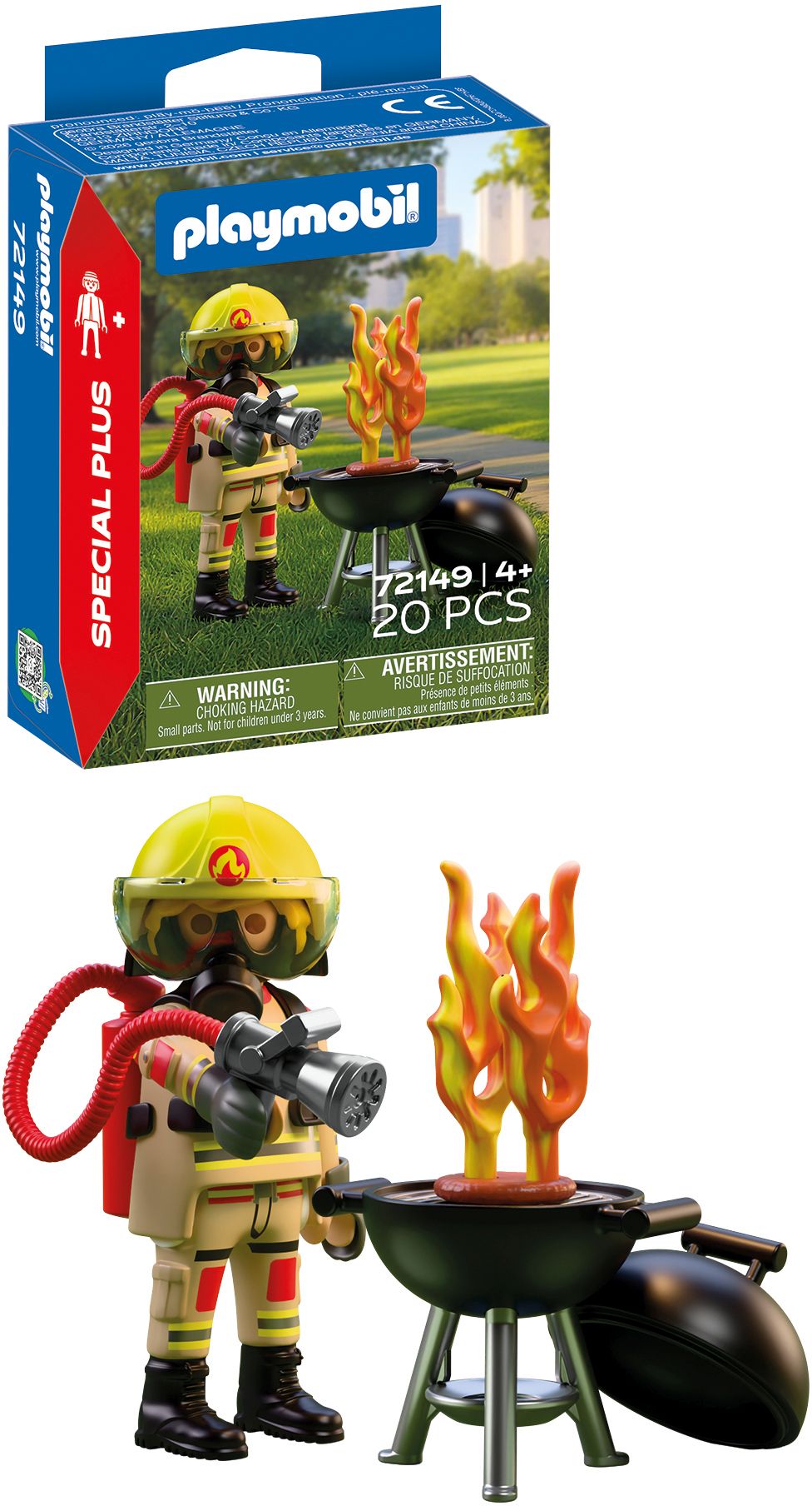 Feuerwehrmann mit Brandherd