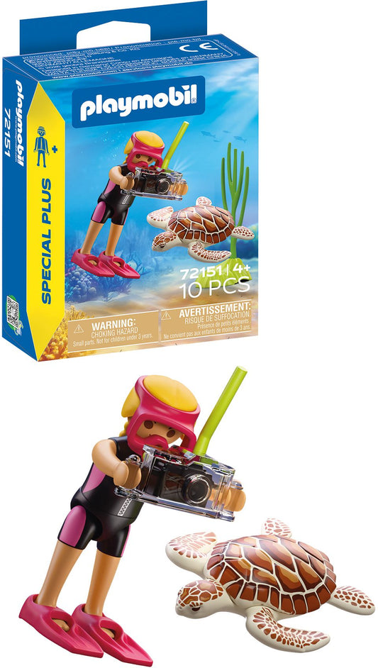 PLAYMOBIL Taucherin mit Schildkröte – 10 Teile, ab 4 J.