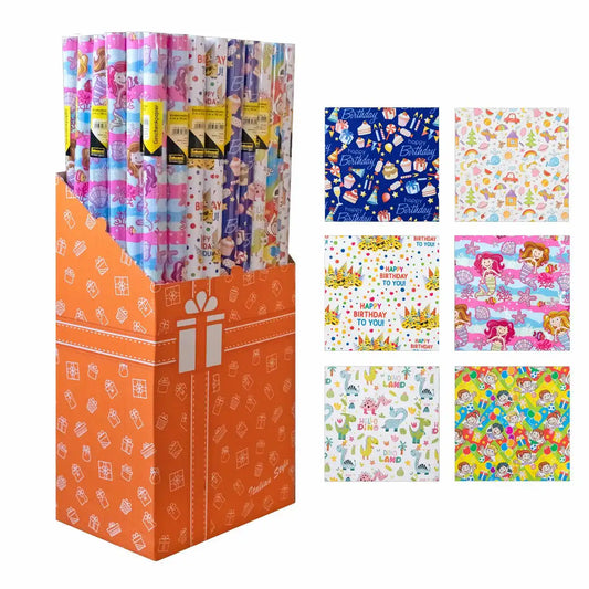 Idena Geschenkpapier Kindermotive 70x200cm Rolle 6fach sortiert