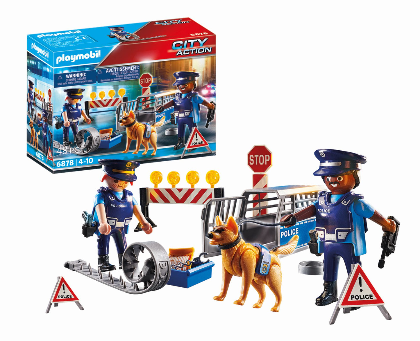 PLAYMOBIL Polizei Straßensperre mit Hund & Ausrüstung ab 4 J.
