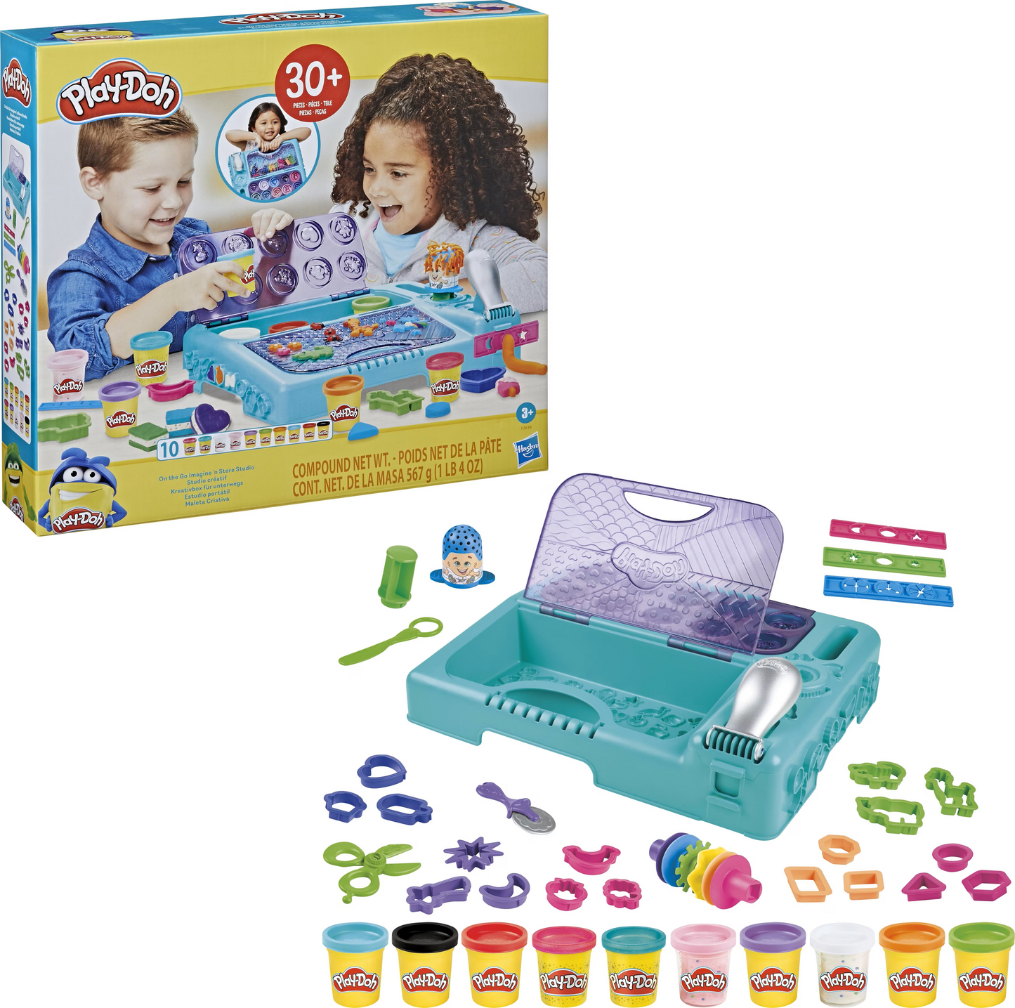 Play-Doh Kreativbox für unterwegs - 30+ Werkzeuge & 10 Dosen