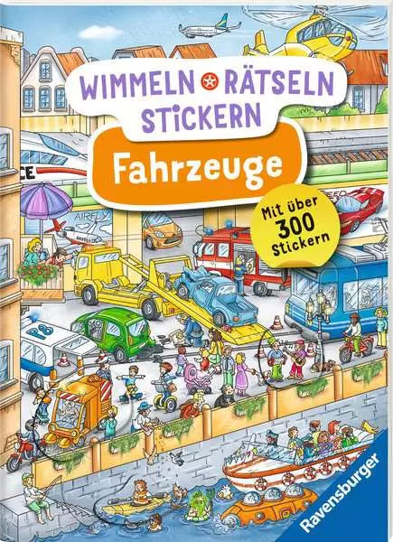 Wimmeln, Rätseln, Stickern: Fahrzeuge - Interaktives Stickerbuch ab 4 Jahren