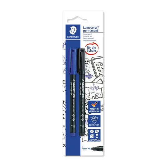 STAEDTLER Lumocolor Permanent-Folienstifte Set - Präzise Markierungen in Blau & Schwarz