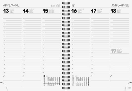 Wochenkalender 2026 A5 Wire-O - Viersprachig mit Monatsplan