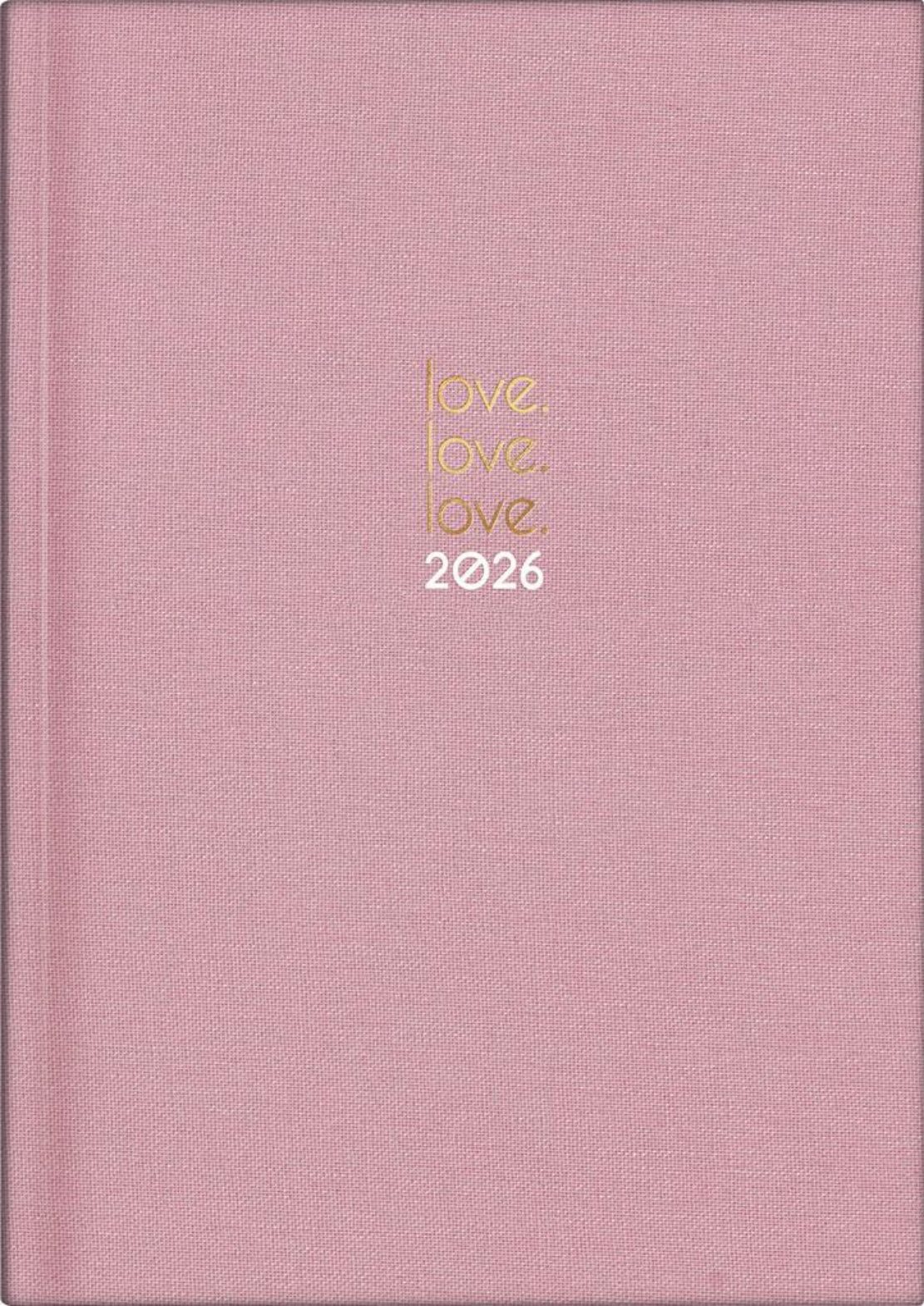 Kalender 2026 A5 - Zartrosa mit Goldprägung