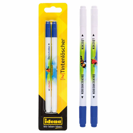 Idena Duo-Tintenlöscher 2er Set - Lösch- und Überschreibspitze für blaue Tinte
