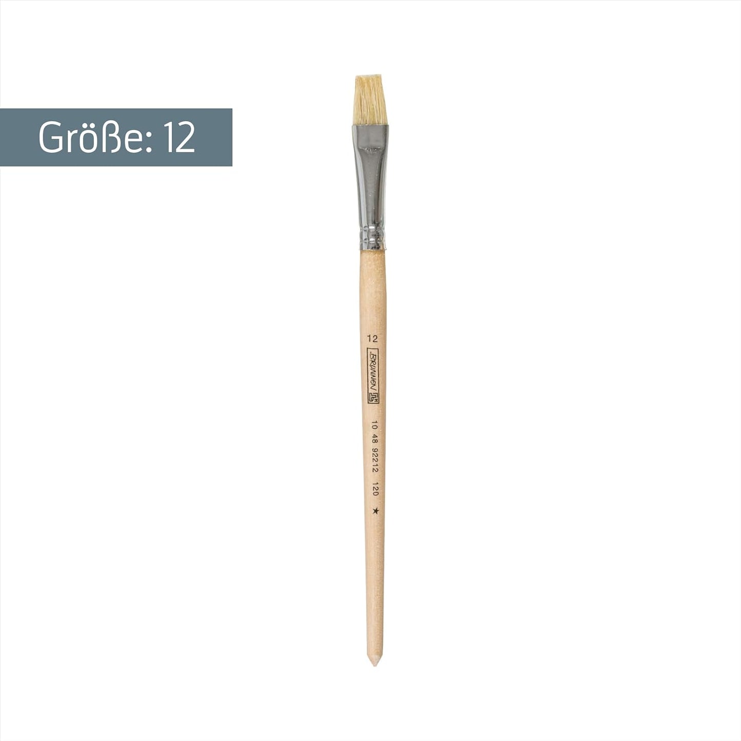 Baier & Schneider Borstenpinsel Flach 12mm - Naturholzstiel für Schule und Hobby