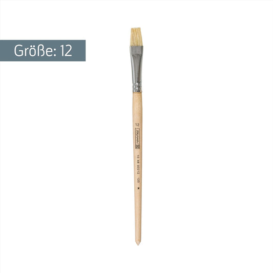 Baier & Schneider Borstenpinsel Flach 12mm - Naturholzstiel für Schule und Hobby
