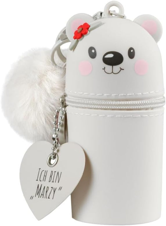 Silikon Schlüssenanhänger mit Puschel & Namensschild