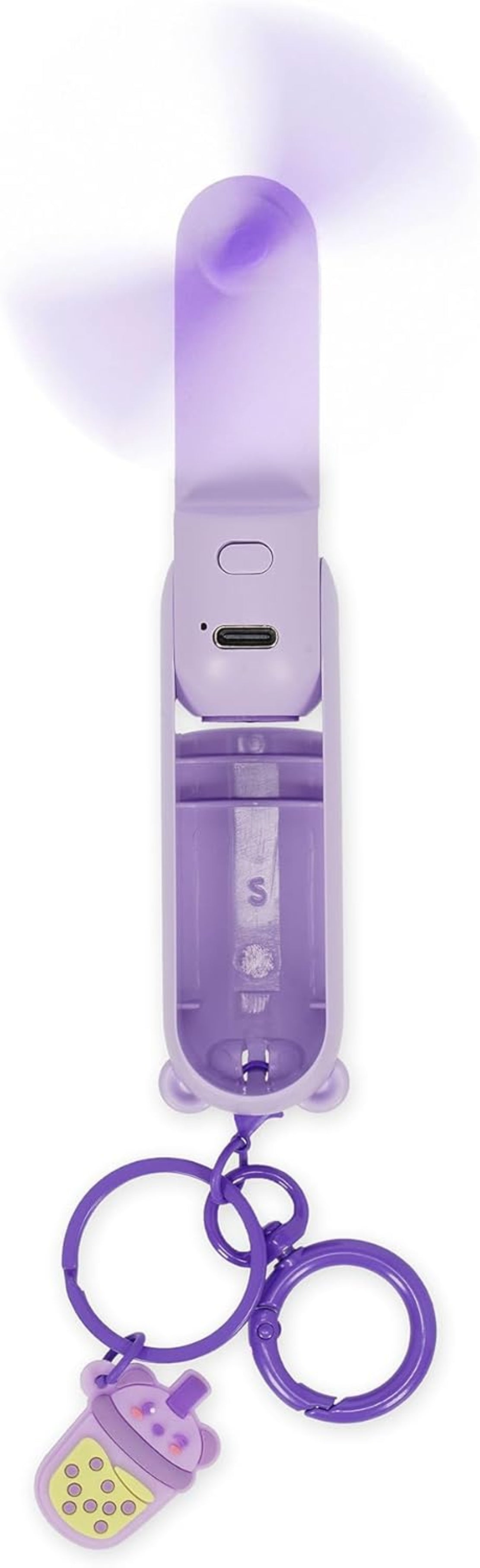 LEGAMI Mini Fan Teddy Bear Lila faltbar USB-C Licht