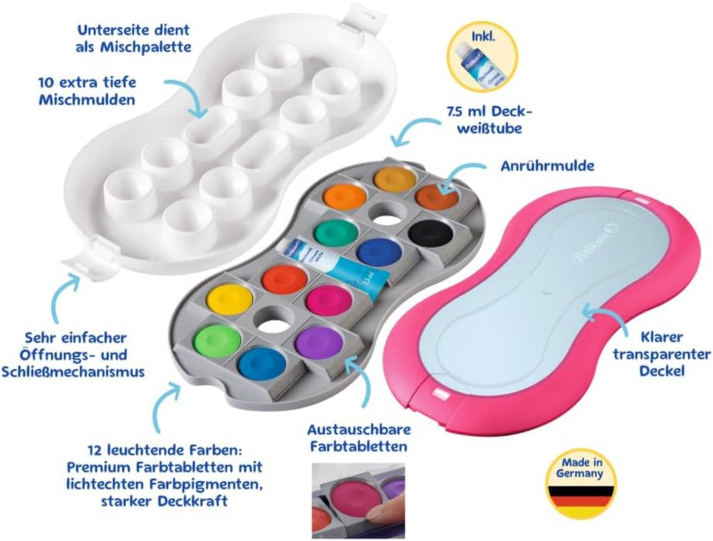 Pelikan Deckfarbkasten Space+ 12 Farben Magenta