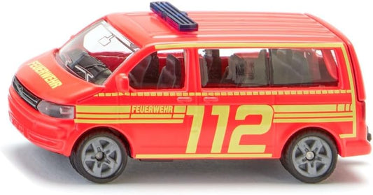 SIKU 1547 VW T5 Feuerwehr Einsatzleitung - Detailgetreues Metallmodell mit Anhängerkupplung