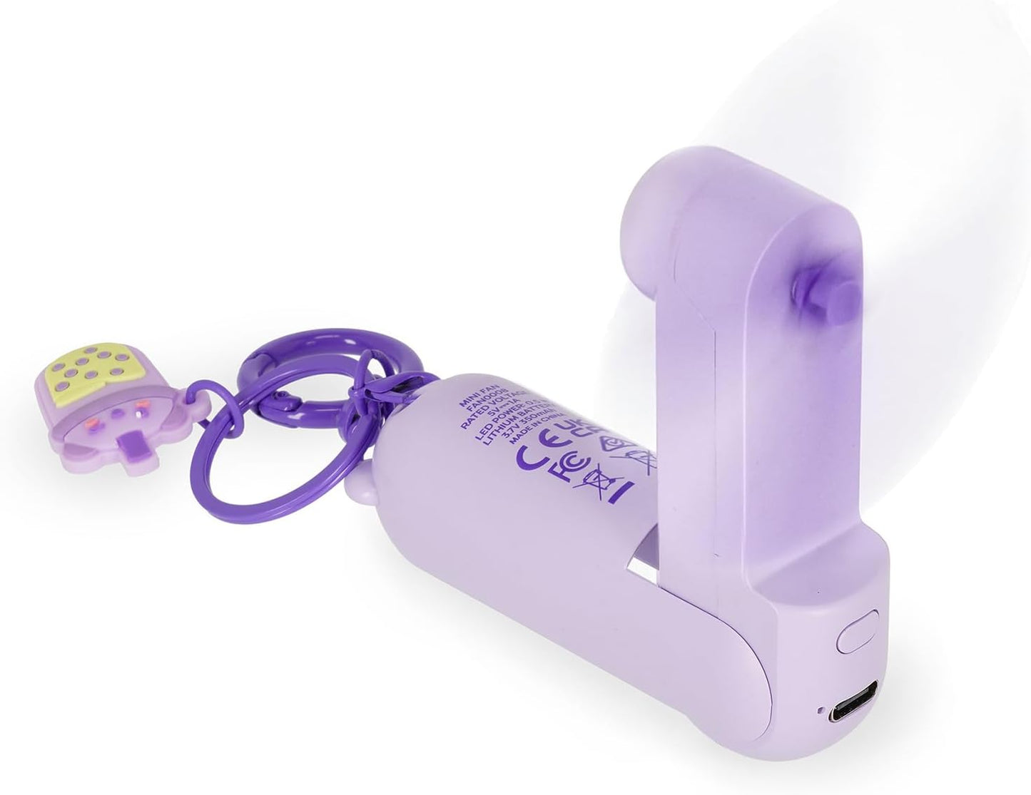 LEGAMI Mini Fan Teddy Bear Lila faltbar USB-C Licht
