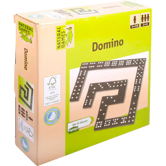 Natural Games Premium Holz Domino Set - 55 hochwertige Spielsteine