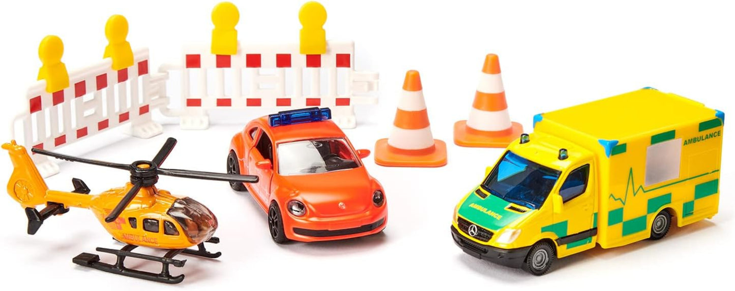 SIKU 6332 Geschenkset Rettung – VW Beetle, Heli, Sprinter